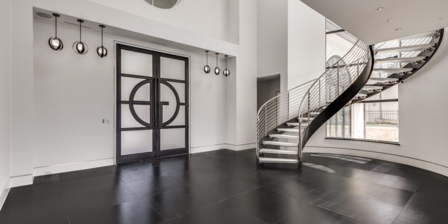 A Black Floored Home With Modern Decor