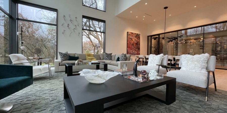 A beautiful interior with a luxury sofa set